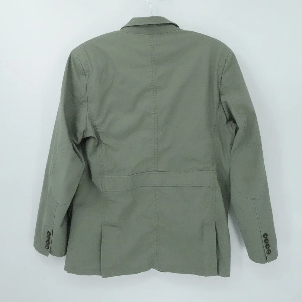 LL Bean Jacket Mens 44 T Olive‎ Green Field Coat Utility SportingElbow Patches